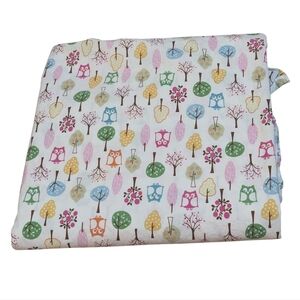 Pottery Barn Kids Woodlands Twin Flat Sheet Owls Trees Pink Green Organic Cotton